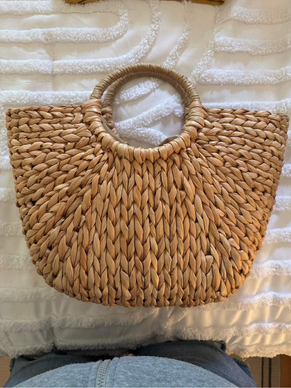 Woven Straw Tote Bag - Natural Tan